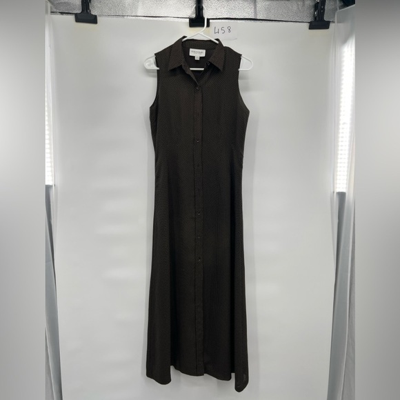 Emanuel Ungaro brown polka dot dress sleeveless maxi size 6/40 - Picture 10 of 11